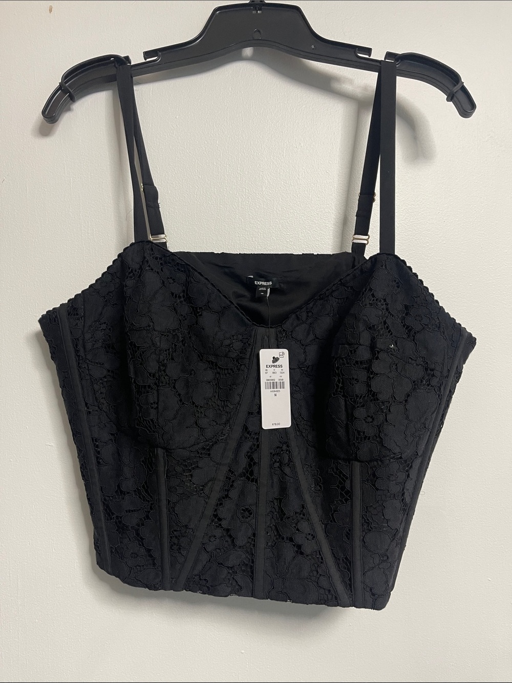 Express Black Lace Boned Bustier Crop Top